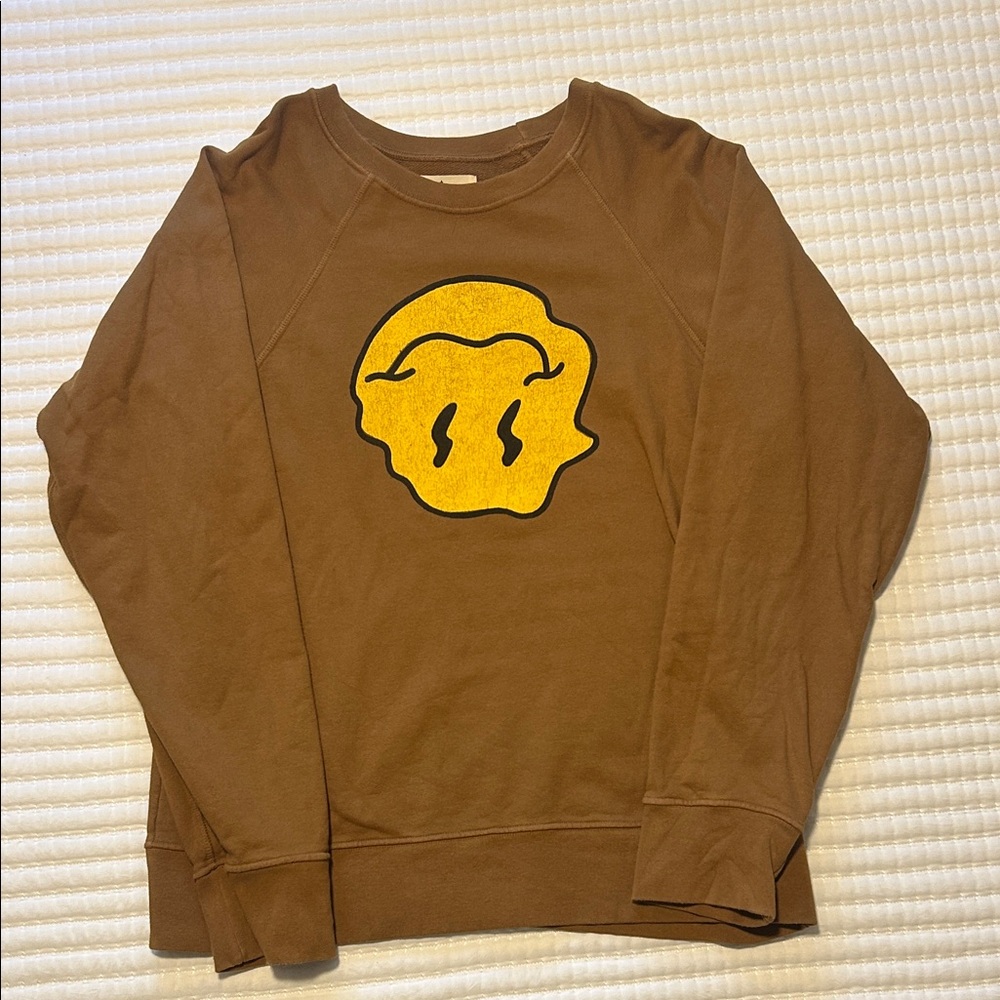 imogene + willie brown sweatshirt with yellow graphic